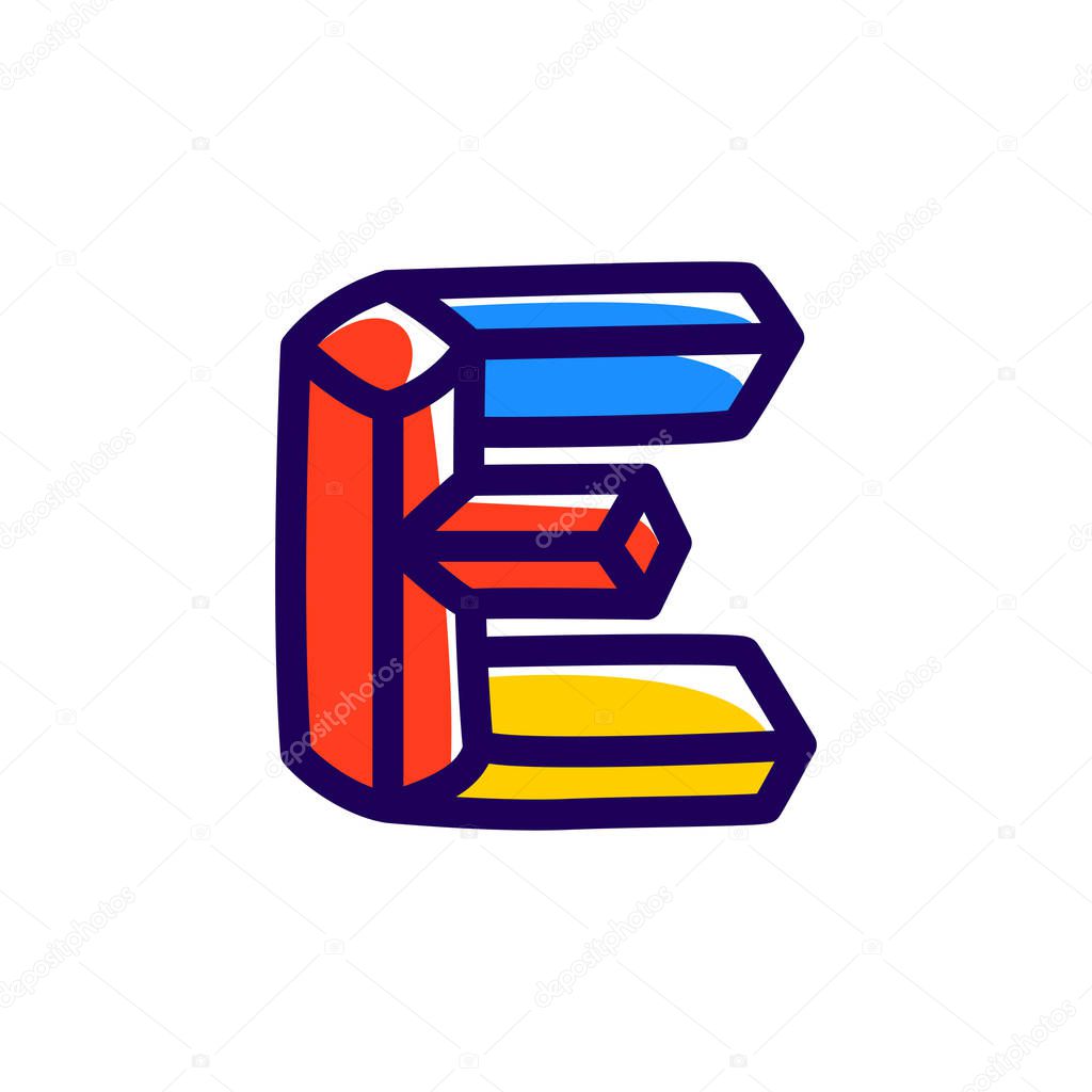 Vector handwritten isometric font for childish labels, illusion company, birthday posters etc.