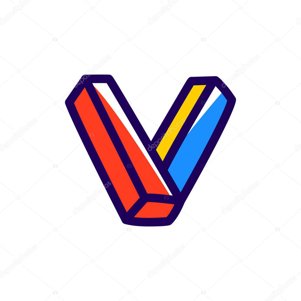 V letter impossible shape logo.