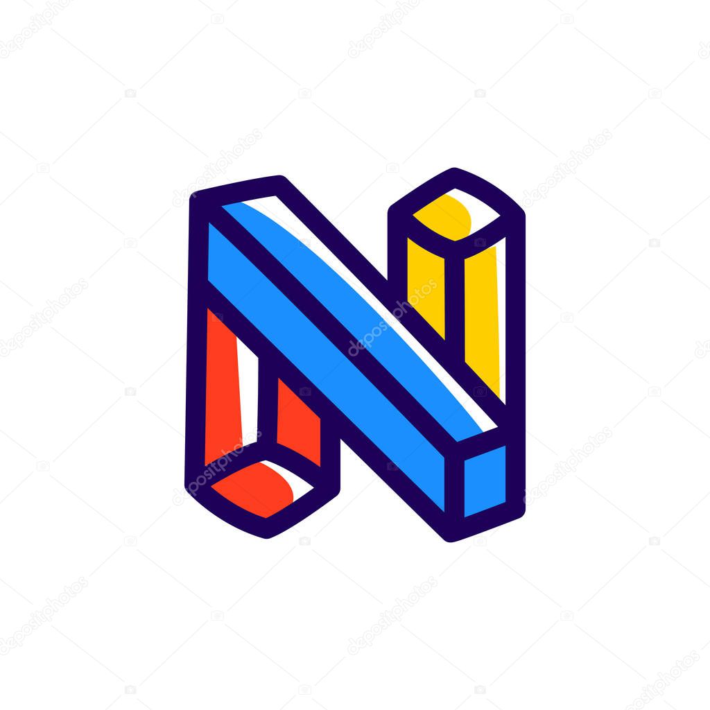 N letter impossible shape logo.