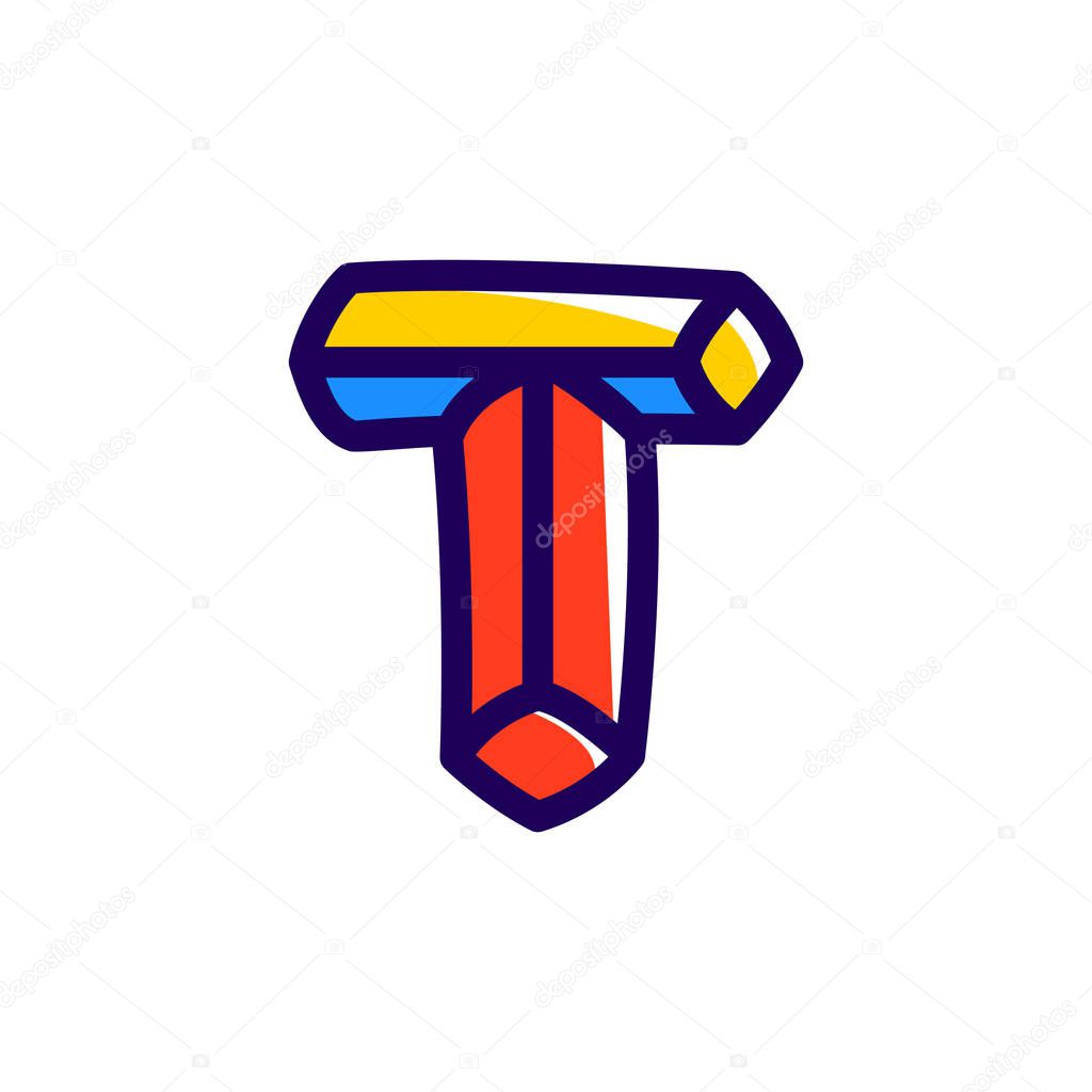 T letter impossible shape logo.