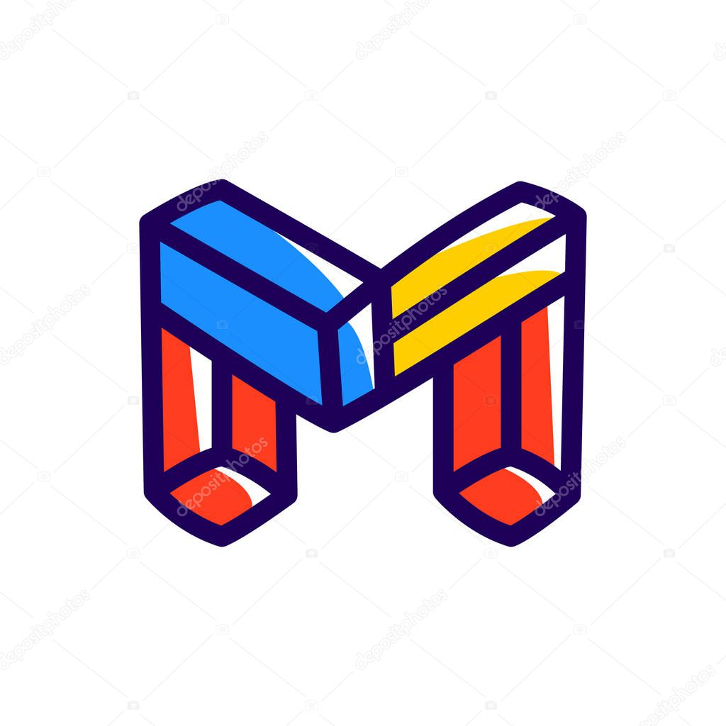 M letter impossible shape logo.