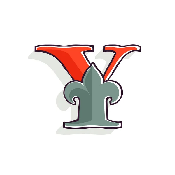 Логотип Буквы Французским Логотипом Эффектом Офсетной Печати Векторный Шрифт Ретро — стоковый вектор