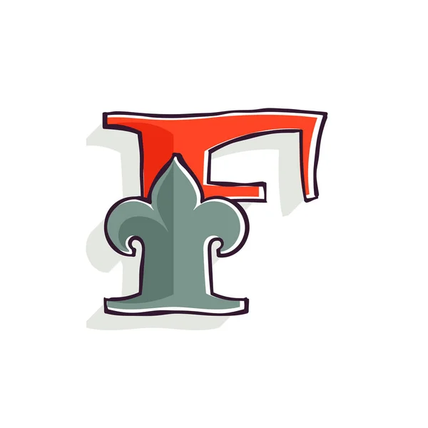 Logo Lettera Con Giglio Francese Effetto Stampa Offset Caratteristica Del — Vettoriale Stock