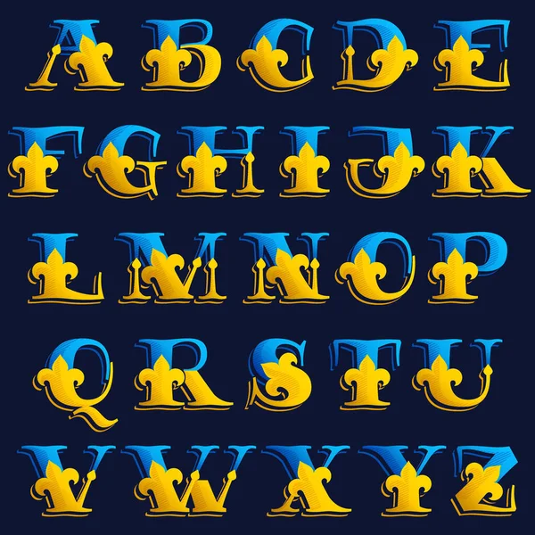 Alphabet Buchstabe Mit Goldener Französischer Lilie Und Brütendem Schatten Premium — Stockvektor