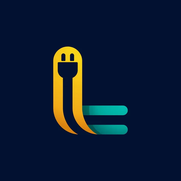 Logotipo Letra Com Cabo Plug Para Dentro Tipo Vetor Para —  Vetores de Stock