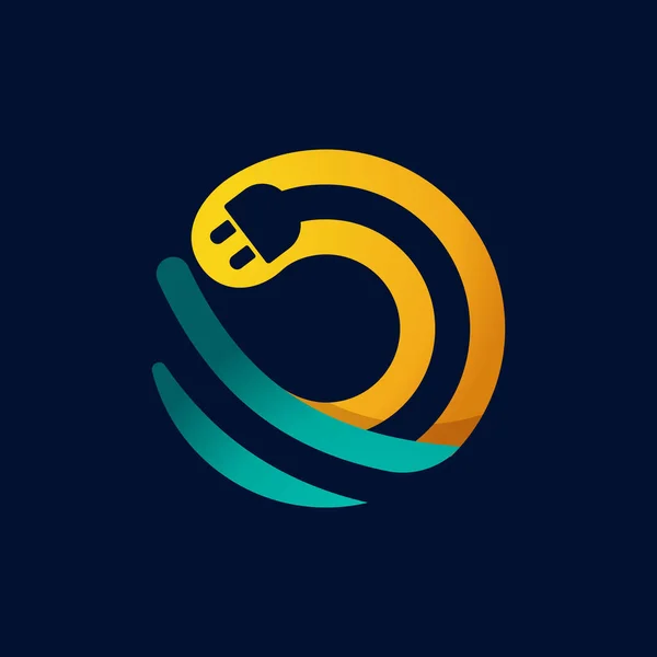 Λογότυπο Επιστολή Καλώδιο Βύσμα Στο Εσωτερικό Διανυσματική Γραμματοσειρά Για Ταυτότητα — Διανυσματικό Αρχείο