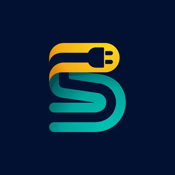 Nummer Vijf Logo Met Plug Kabel Binnenin Vector Lettertype Voor — Stockvector
