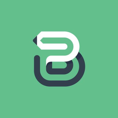 Kalemle oluşturulmuş B harfi logosu. Sanat kimliği, okul manşetleri, eğitim posterleri vs. için vektör tipi.