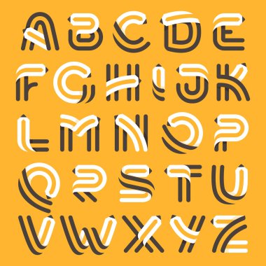 Kalemle oluşturulmuş alfabe. Sanat kimliği, okul manşetleri, eğitim posterleri vs. için vektör tipi.