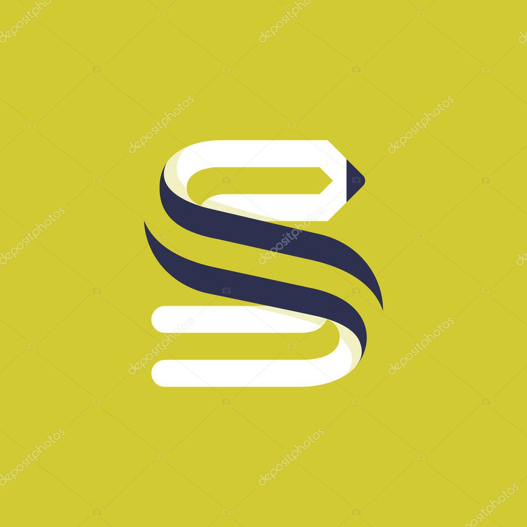 S letter logo formed by pencil. Vector typeface for art identity, school headlines, education posters etc.
