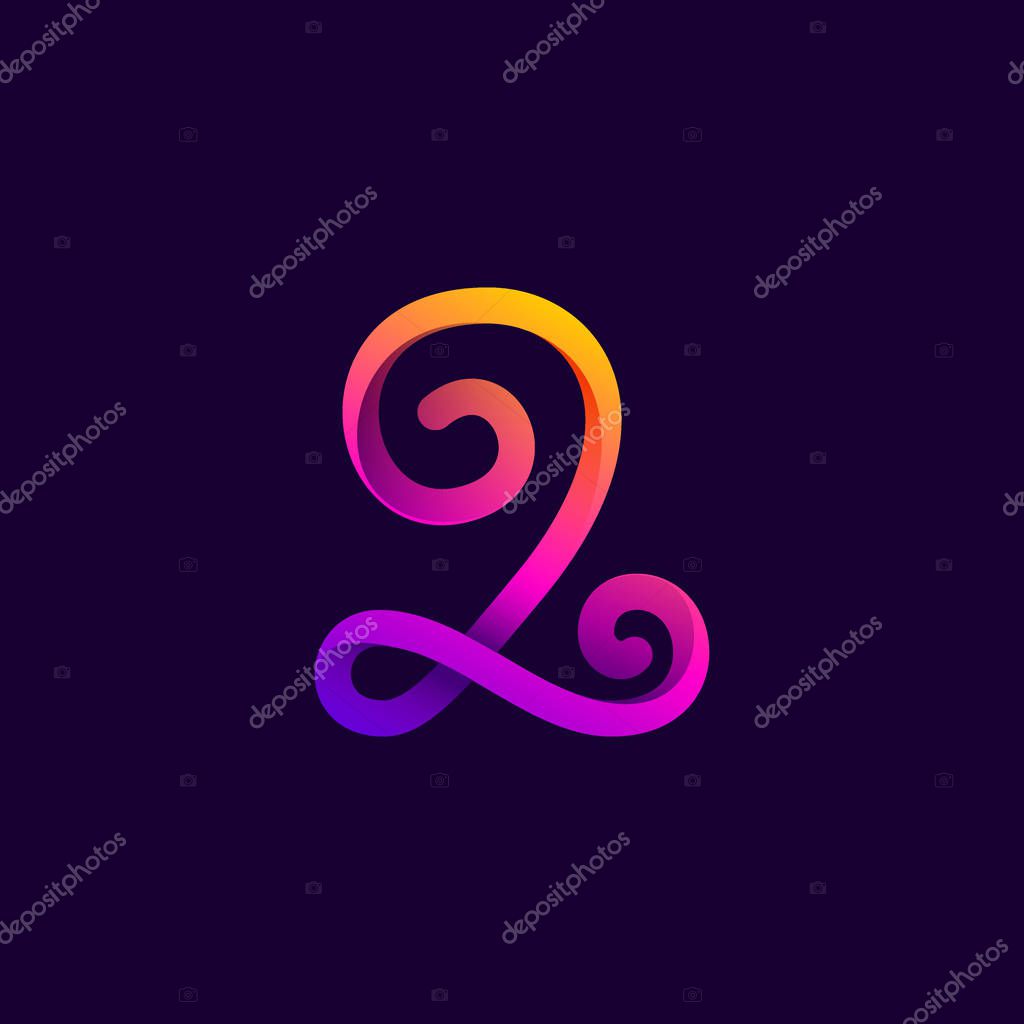 Number two neon light logo. Vector handwritten script font for night club labels, futuristic company, casino posters etc.