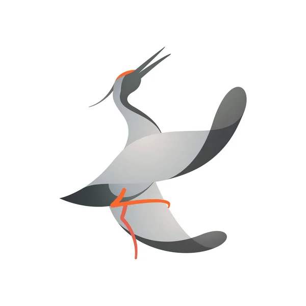 Oiseau Grue Dansant Avec Des Ailes Grandes Ouvertes Modèle Design — Image vectorielle