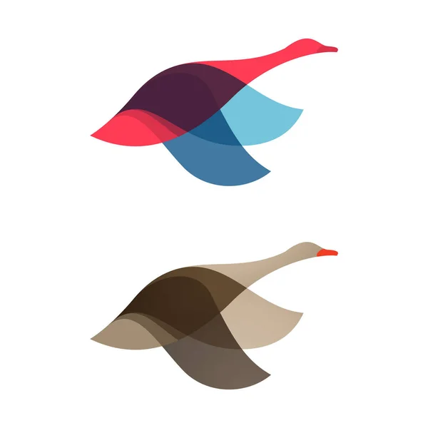 Goose Κύκνος Πουλί Λογότυπο Διάνυσμα Χαρακτήρα Στοιχεία Σχεδίασης Ζώων Για — Διανυσματικό Αρχείο