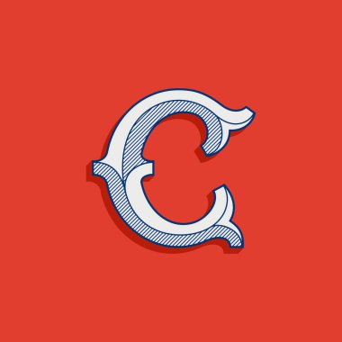 Klasik spor takımı tarzında C harfi logosu. Çizgilerin gölgesi olan klasik serif yazı tipi. Victoria kimliği, lüks paket, retro kitap, batı diploması vs. için mükemmel..