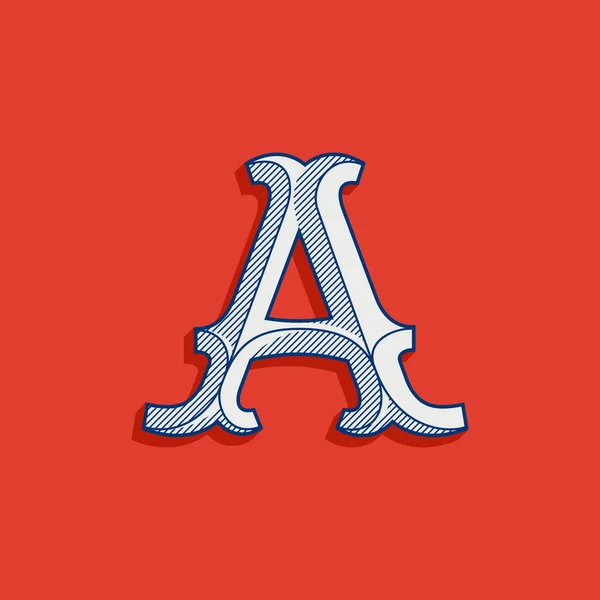 Letter Een Logo Klassieke Sportteamstijl Vintage Plak Serif Lettertype Met — Stockvector