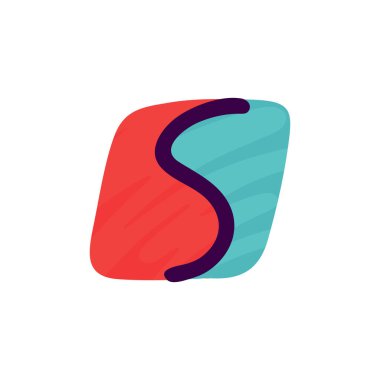 S harfi logosu çocukların kağıt uygulaması tarzında. Şirin kimlik, komik el işi paketi, tatil posteri vs. için mükemmel..