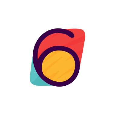 Çocuk kâğıdı tarzı altı numaralı logo. Şirin kimlik, komik el işi paketi, tatil posteri vs. için mükemmel..