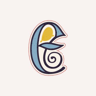 E harfi logosu Kelt düğümü şeklinde. Tarih kimliği, ortaçağ baskısı, kabile posterleri vs. için mükemmel yazı karakteri.