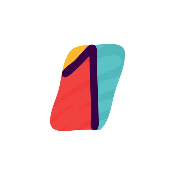Logo Nomor Satu Dalam Gaya Aplikque Kertas Anak Anak Sempurna - Stok Vektor