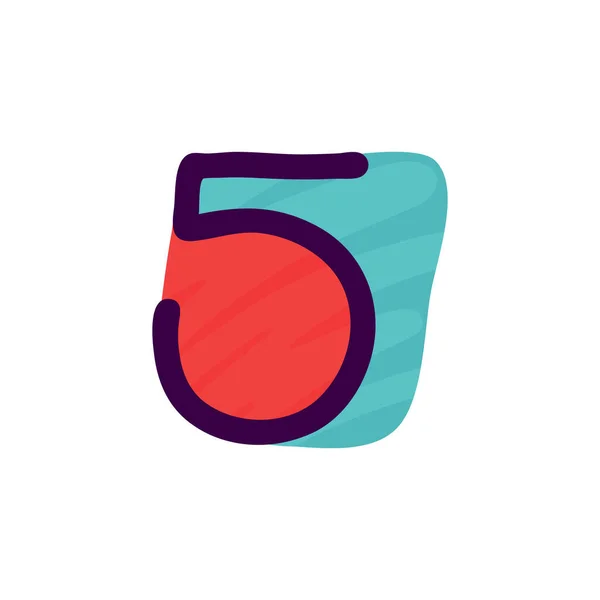 Логотип Номер Пять Стиле Детской Бумажной Аппликации Перфект Милой Идентичности — стоковый вектор