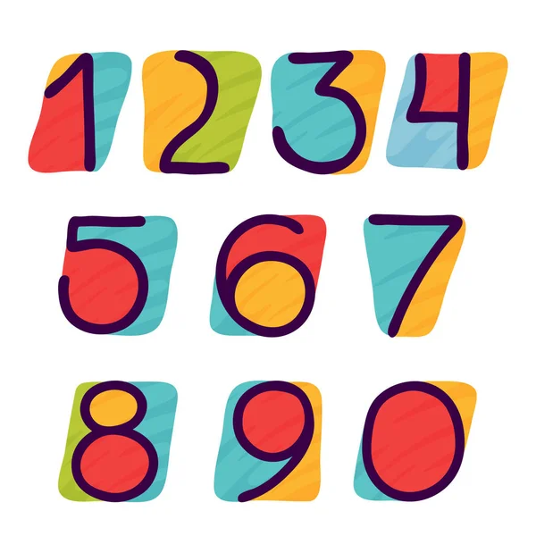 Numbers Set Kids Paper Applique Style Perfect Cute Identity Funny — Stock Vector