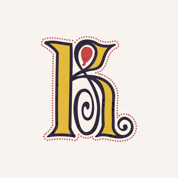 真正的凯尔特结螺旋形K字母标志 适合历史身份 中世纪印刷品 部落海报等的完美字体 — 图库矢量图片