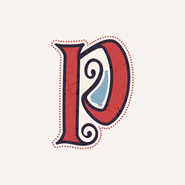 真のケルトの結び目スパイラルスタイルのP文字のロゴ 歴史的アイデンティティ 中世の印刷 部族のポスターなどのための完璧な書体 — ストックベクタ