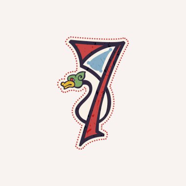 Yedi numaralı logo gerçek Kelt düğüm-spiral tarzında. Tarih kimliği için mükemmel yazı karakteri, ortaçağ baskısı, kabile posterleri, vs..