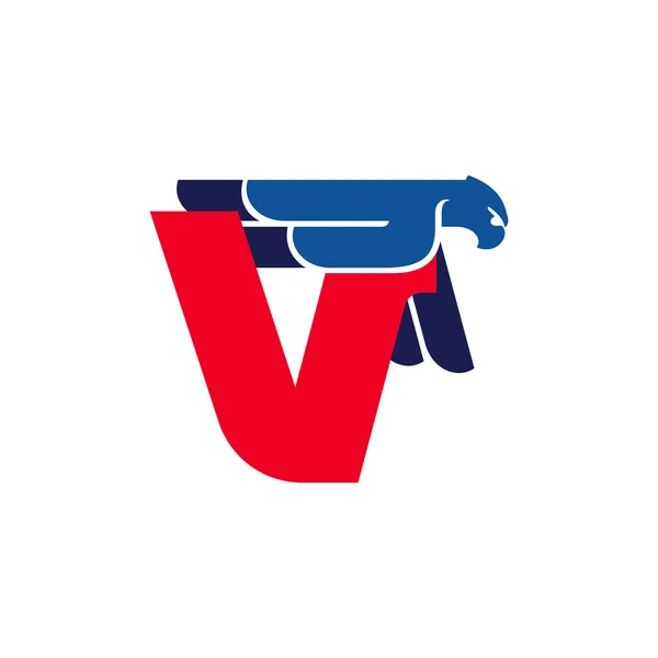 Logo Litery Latającym Orłem Vector Oblique Font Perfect Sport Labels — Wektor stockowy