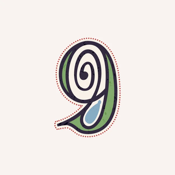 Logo Numéro Neuf Dans Vrai Style Celtique Noeud Spirale Une — Image vectorielle