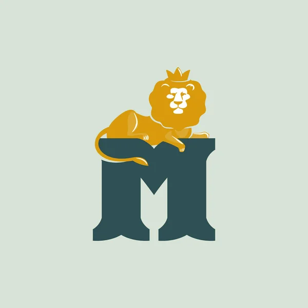 Letter Logo Met Liegende Leeuw Vector Serif Lettertype Perfect Voor — Stockvector