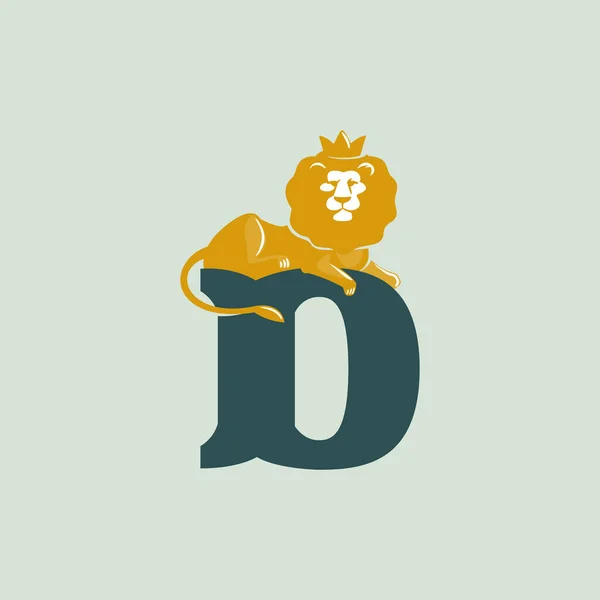 ライオンとD文字のロゴ プレミアムラベル ヴィンテージポスター 不動産のアイデンティティなどに最適なベクトルセリフフォント — ストックベクタ
