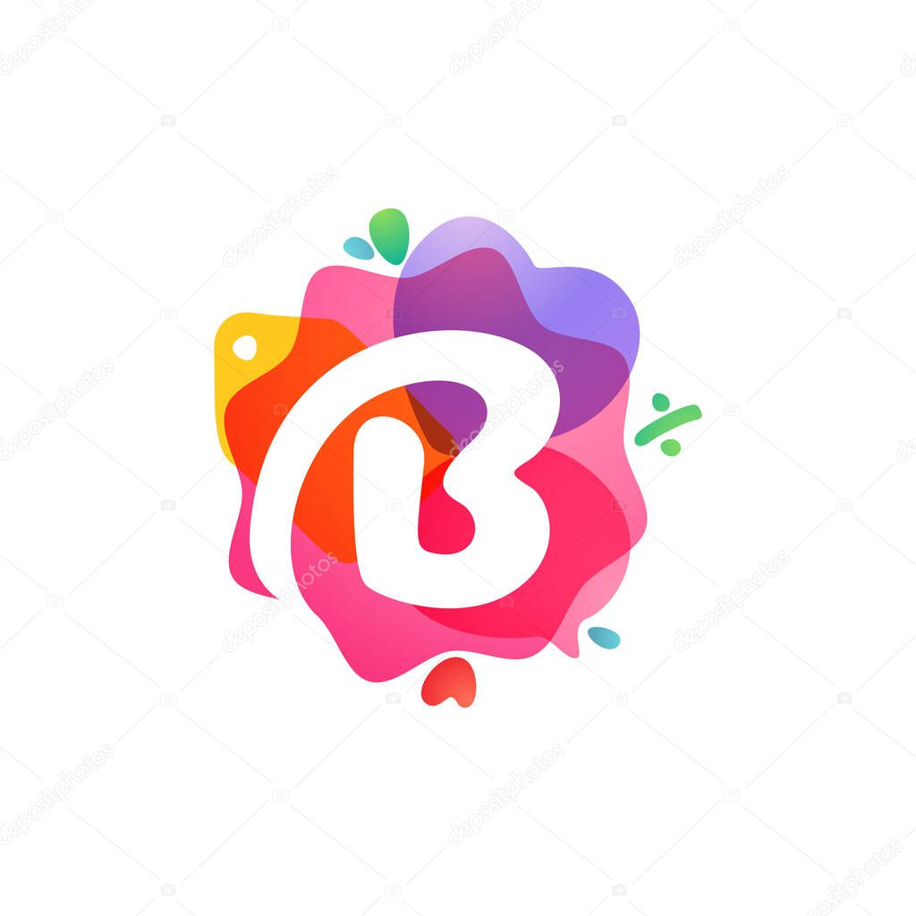 B letter logo with Sale icons. Overlapping watercolor negative space font. Perfect typeface for shop identity, best price print, super offer posters, etc.