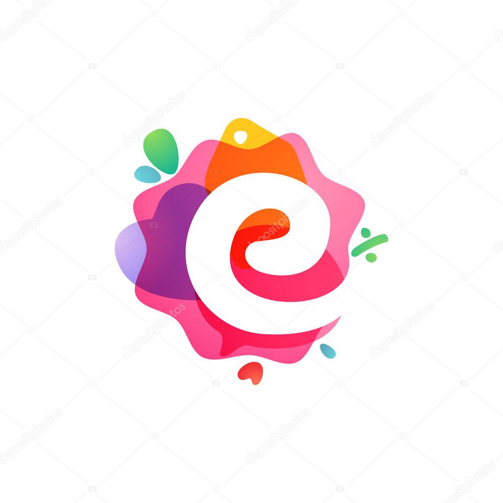 E letter logo with Sale icons. Overlapping watercolor negative space font. Perfect typeface for shop identity, best price print, super offer posters, etc.