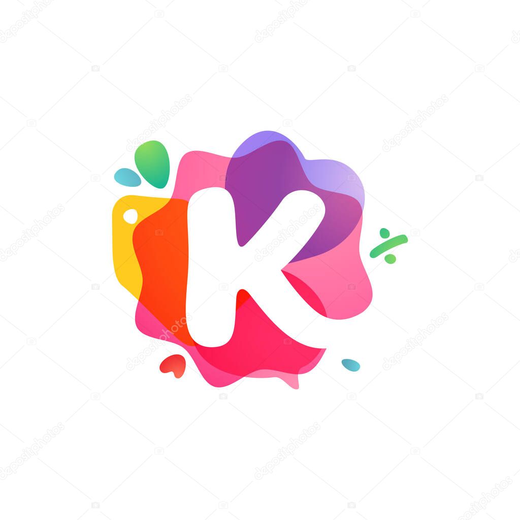 K letter logo with Sale icons. Overlapping watercolor negative space font. Perfect typeface for shop identity, best price print, super offer posters, etc.