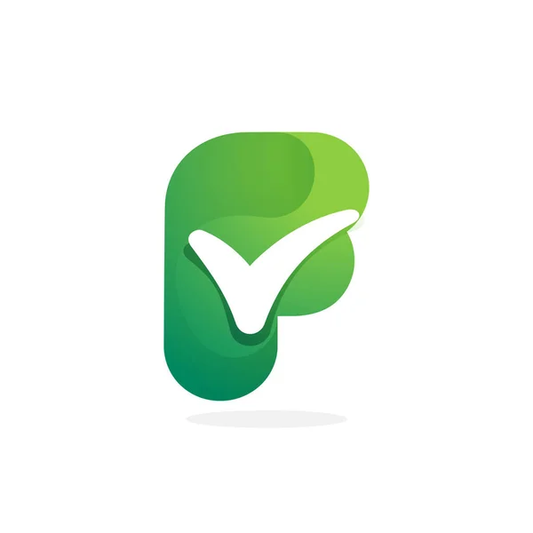 Bokstäver Grön Logotyp Med Markering Inuti Perfekt För Att Godkänna — Stock vektor