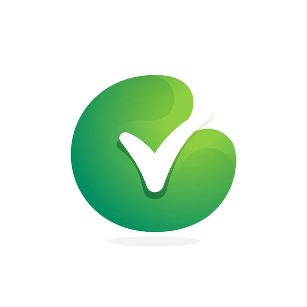 Літери Зеленого Логотипу Контрольною Міткою Всередині Ідеально Підходить Затвердження Етикеток — стоковий вектор