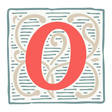 Sıfır numaralı rönesans logosu. Premium tasarım etiketleri, ortaçağ baskısı, antika posterler vs. için mükemmel bir klasik vektör tipi..