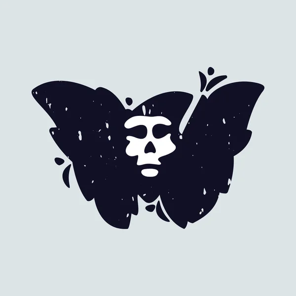 Logo Lettre Avec Visage Crâne Style Grunge Shaggy Écrit Main — Image vectorielle