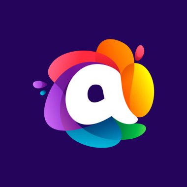 Renkli çok renkli renk eğimli A harfi logosu. Medya etiketleri, gece hayatı baskısı, çizgi film posterleri vs. için mükemmel yazı tipi.