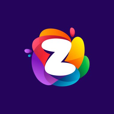 Z harfi logosu rengarenk çok renkli. Medya etiketleri, gece hayatı baskısı, çizgi film posterleri vs. için mükemmel yazı tipi.