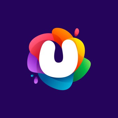 Renkli çoklu renk değişkenli U harfi logosu. Medya etiketleri, gece hayatı baskısı, çizgi film posterleri vs. için mükemmel yazı tipi.