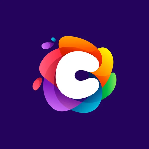 Logotipo Letra Respingo Colorido Gradiente Multicolor Fonte Perfeita Para Rótulos — Vetor de Stock