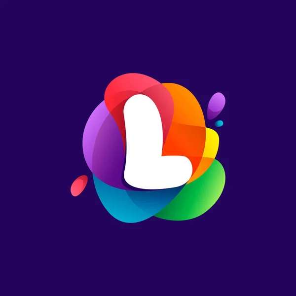Letter Logo Colorful Multicolor Gradient Splash Perfect Font Media Labels — Stock Vector