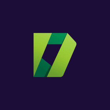 D harfi logosu. Katlanmış kağıt tarzı. Sanatsal etiketler, origami posterleri, şirin kimlik vs. için mükemmel bir vektör simgesi.