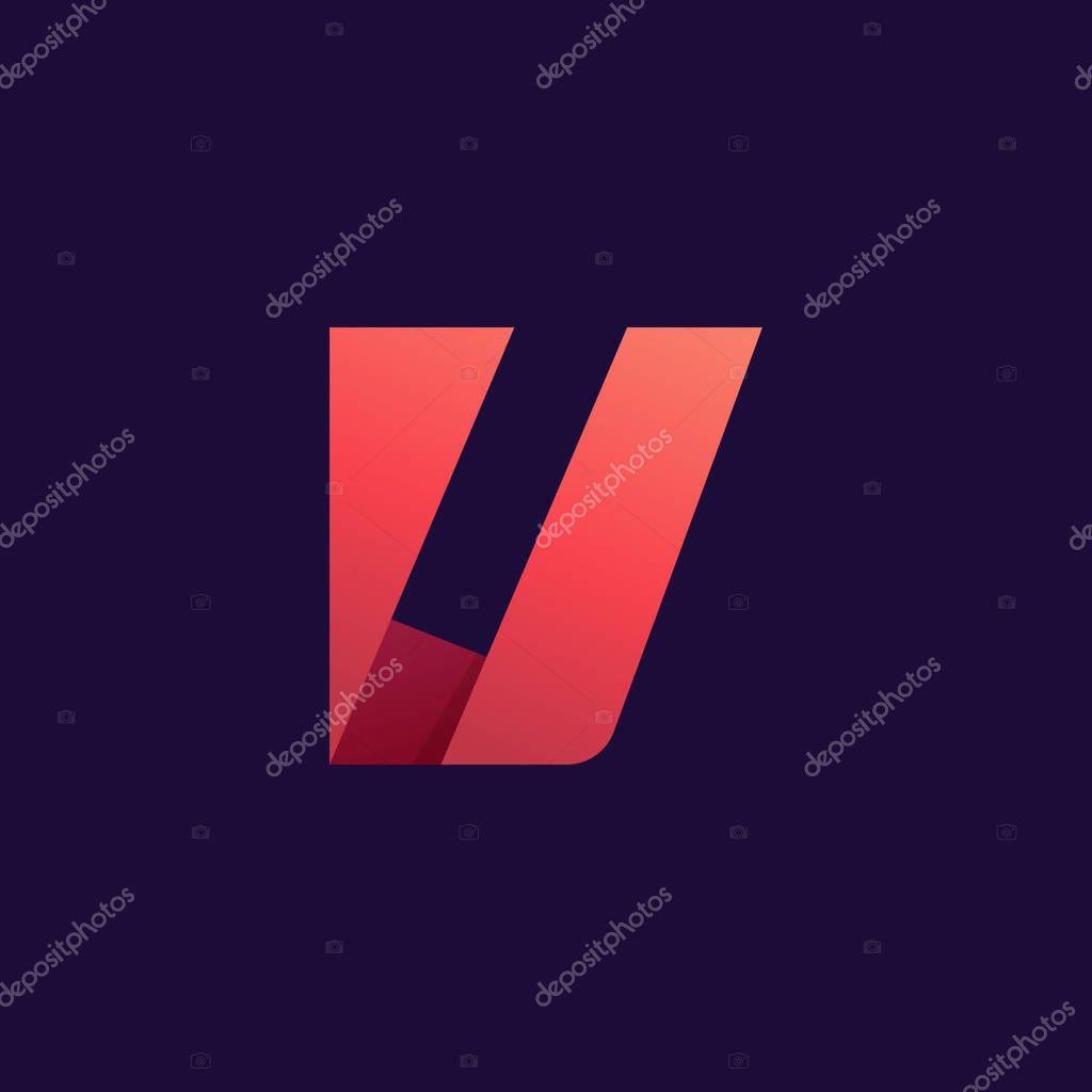 V letter logo. Folded paper style. Vector icon perfect for craft labels, origami posters, cute identity, etc.