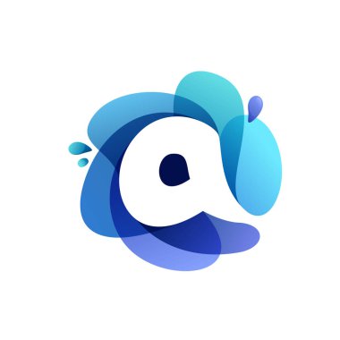 A harfi saf su logosu. Sıçrayan damlalarla kıvrılan bir şekil. Çevre kimliği, deniz posterleri ve temizlik etiketleri için mükemmel bir vektör simgesi.