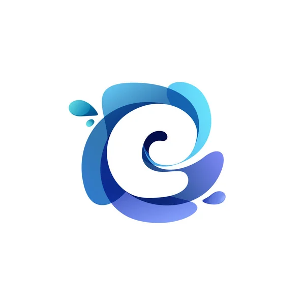 Логотип Чистої Води Letter Закручена Форма Перекриття Бризкими Краплями Векторна — стоковий вектор