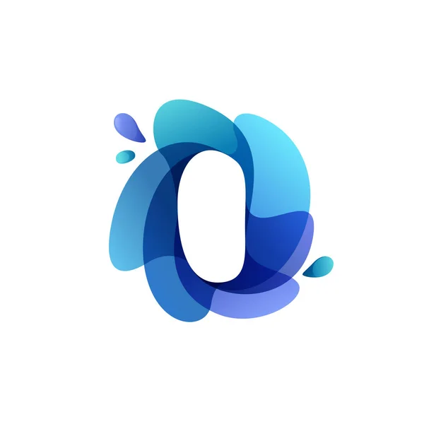 Letter Pure Water Logo Swirling Overlapping Shape Splashing Drops Vector — Stock Vector
