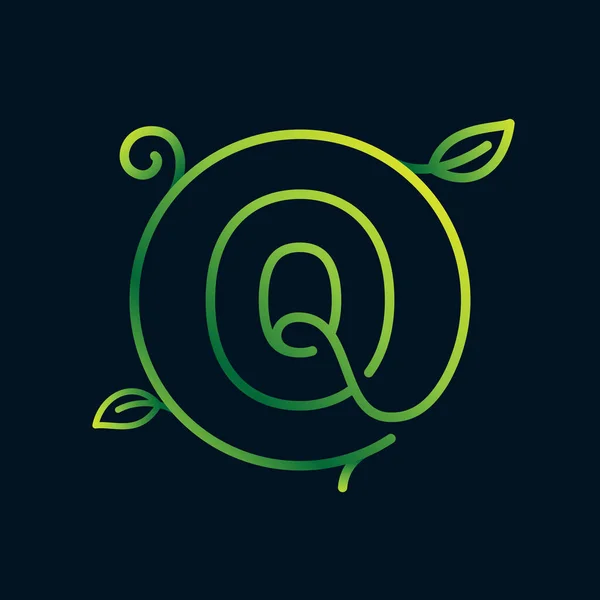 Λογότυπο Φύλλου Γραμμάτων Κύκλο Αδύνατο Στυλ Γραμμής Τέλειο Πράσινο Εικονίδιο — Διανυσματικό Αρχείο